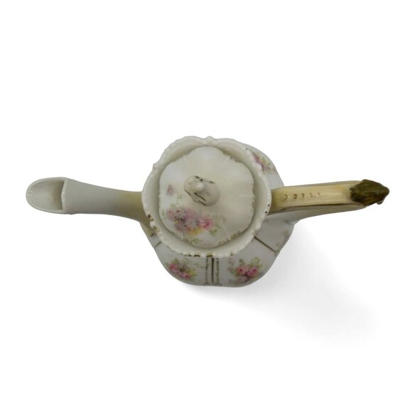 Antique RS PRUSSIA Porcelain Chocolate Pot Pink Floral & Gold Trim 8.6" - Picture 10 of 14